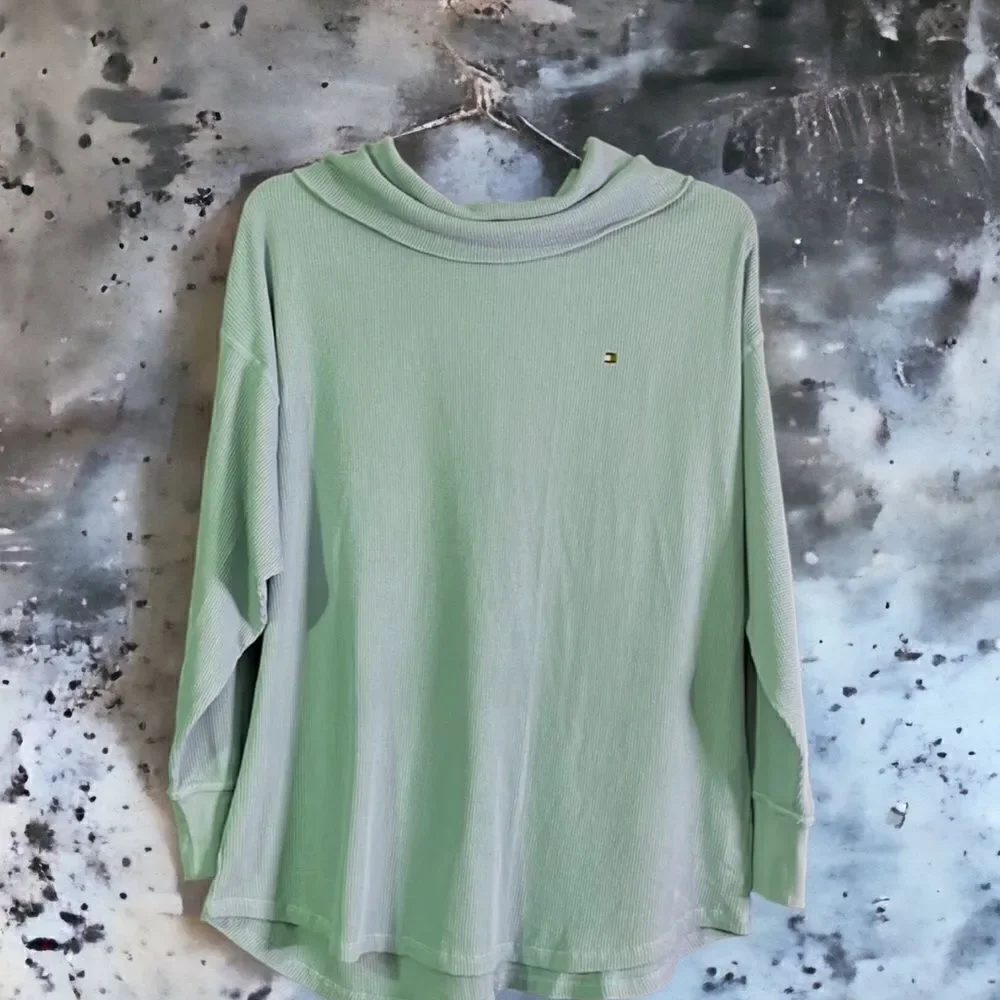 Tommy Hilfiger Plus Size Cotton Waffle-Knit Turtleneck Top - Picture 2 of 5